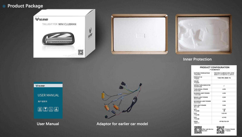 VLAND Full LED Tail Lights for Mini Cooper Clubman F54 2015-2023 2nd Gen