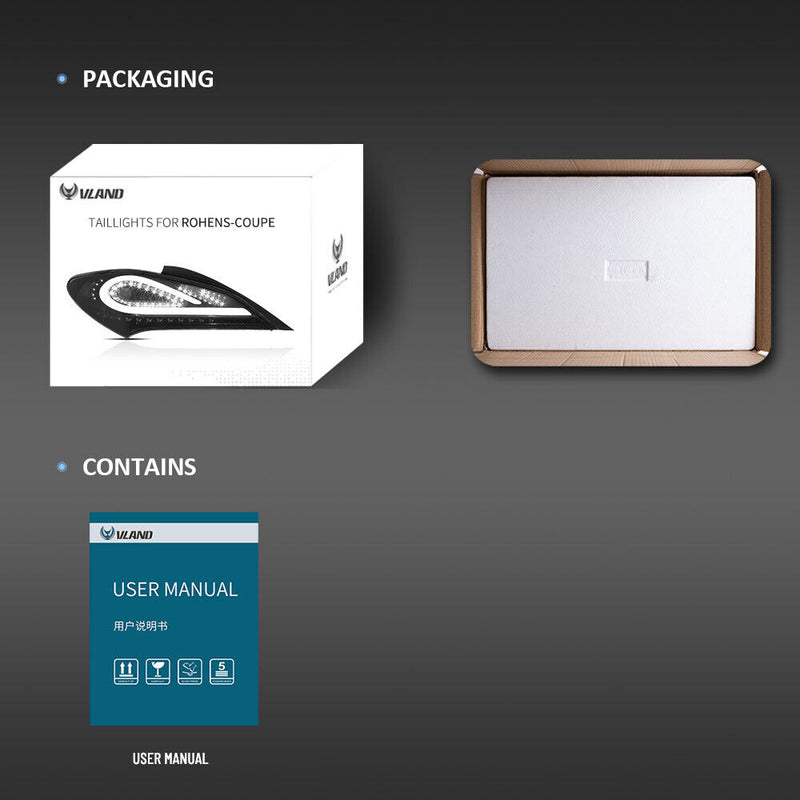 Światła tylne VLAND Full LED do Hyundai Genesis Coupe/Rohens Coupe 2009-2016