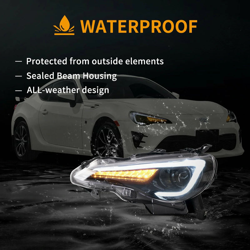 Vland Headlights For Toyota 86 2012-2020, Subaru BRZ 2013-2019 and Scion FR-S 2013-2016 1st Gen (First generation ZN6/ZC6) w/ sequential Turn Signal
