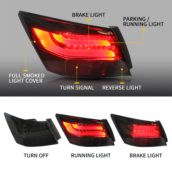 VLAND 2PCS LED Tail Lights For Honda Accord Inspire 8th Gen Sedan 2008-2012 VLAND Factory