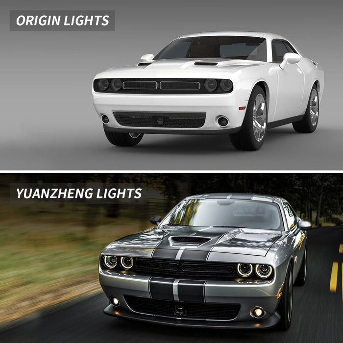 VLAND Dual Beam Headlights For Dodge Challenger 2015-2022 With Sequential Turn Signals VLAND Factory