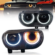 VLAND Dual Beam Headlights For Dodge Challenger 2015-2022 With Sequential Turn Signals VLAND Factory