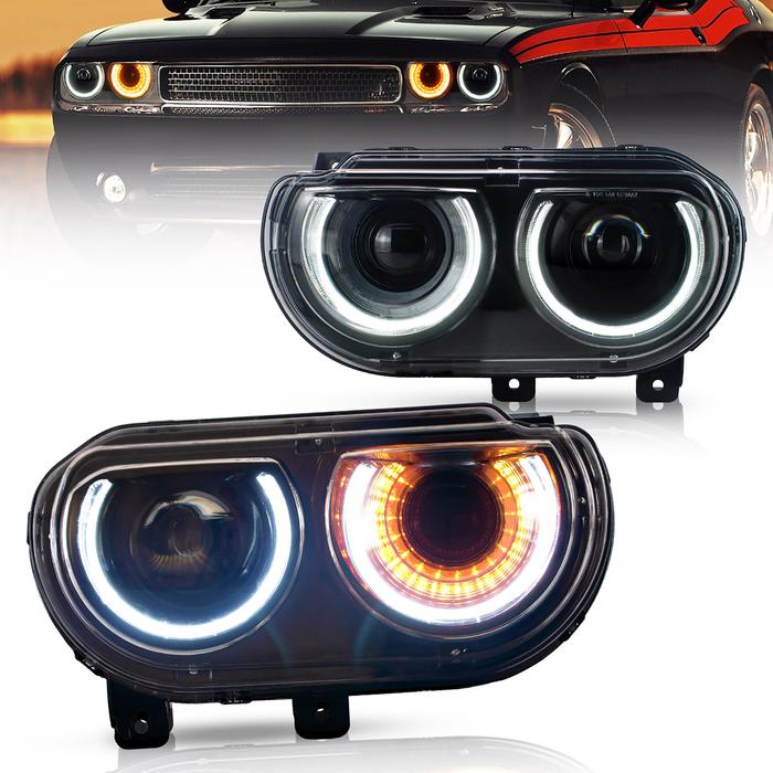 VLAND Dual Beam Headlights For Dodge Challenger 2015-2022 With Sequential Turn Signals VLAND Factory