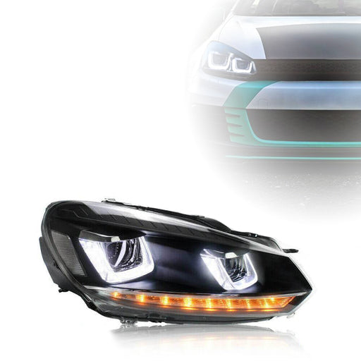 VLAND Dual Beam LED Projector Demon Eyes Headlights for Volkswagen Golf 6 / MK6 2010-2014 With Sequential (Only One Side) VLAND Factory