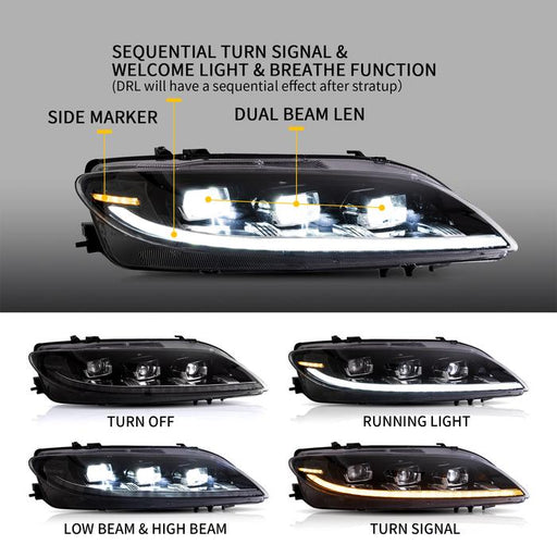 VLAND Dual Beam LED Projector Headlights For Mazda 6 2002-2008 VLAND Factory