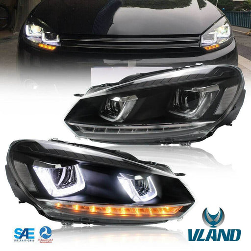 VLAND Dual Beam LED Projector Headlights for Volkswagen Golf 6 / MK6 2010-2014 With Sequential VLAND Factory