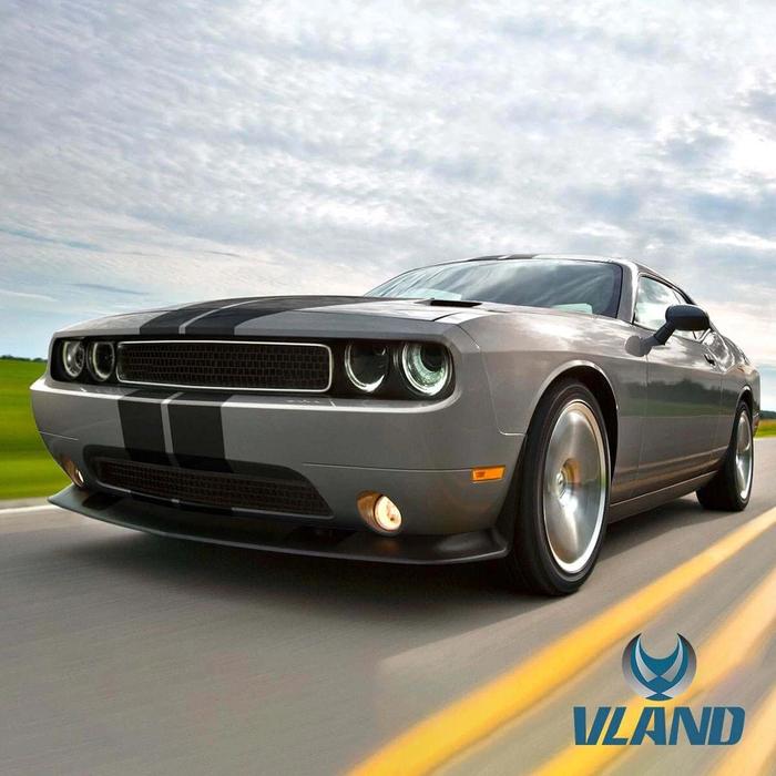 VLAND Dual Beam Projector Headlights For Dodge Challenger 2008-2014 with Sequential Turn Signals VLAND Factory