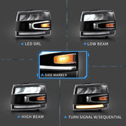 VLAND Full LED Headlights For Chevrolet Silverado 1500 2500HD 3500HD 2007-2013 VLAND Factory