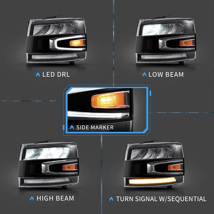VLAND Full LED Headlights For Chevrolet Silverado 1500 2500HD 3500HD 2007-2013 VLAND Factory