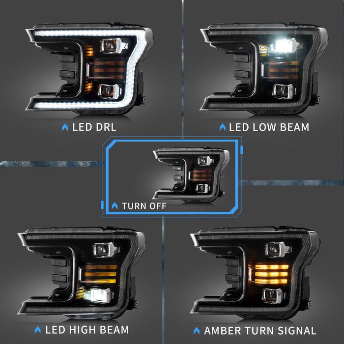 VLAND Full LED Projector Headlights For Ford F150 13th Gen Pickup 2018 2019 2020 VLAND Factory