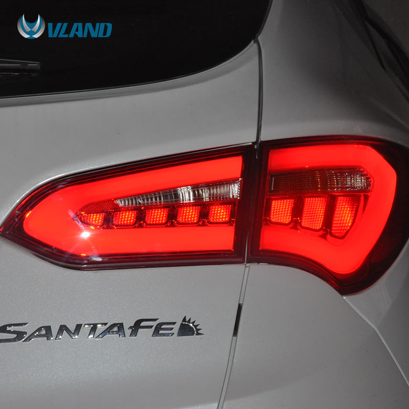 VLAND Full LED Smoked Taillights Compatible For Hyundai Santa Fe 2013-2015 VLAND Factory