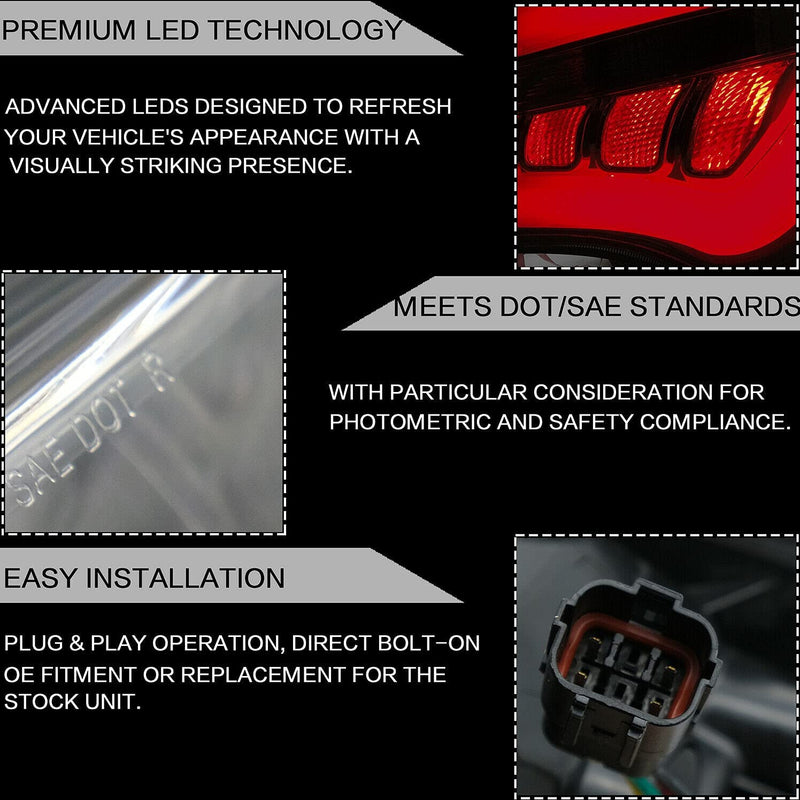 VLAND Full LED Smoked Taillights Compatible For Hyundai Santa Fe 2013-2015 VLAND Factory