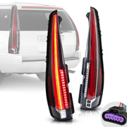 VLAND Full LED Tail Lights For Cadillac Escalade 3rd Gen SUV 2007- 2014 With Start-up Animation [6 Holes For 6 PINS Plug Rear Lamp with Red Turn Signal] VLAND Factory