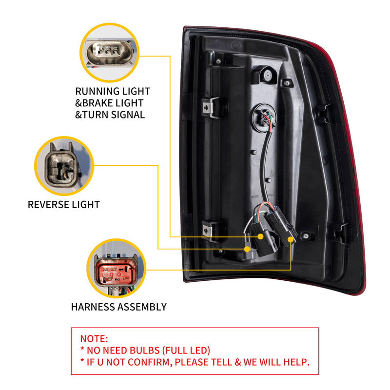 VLAND Full LED Tail Lights For Dodge Ram 1500 2009-2018 Tail Lamps (Red Turn Signals) VLAND Factory