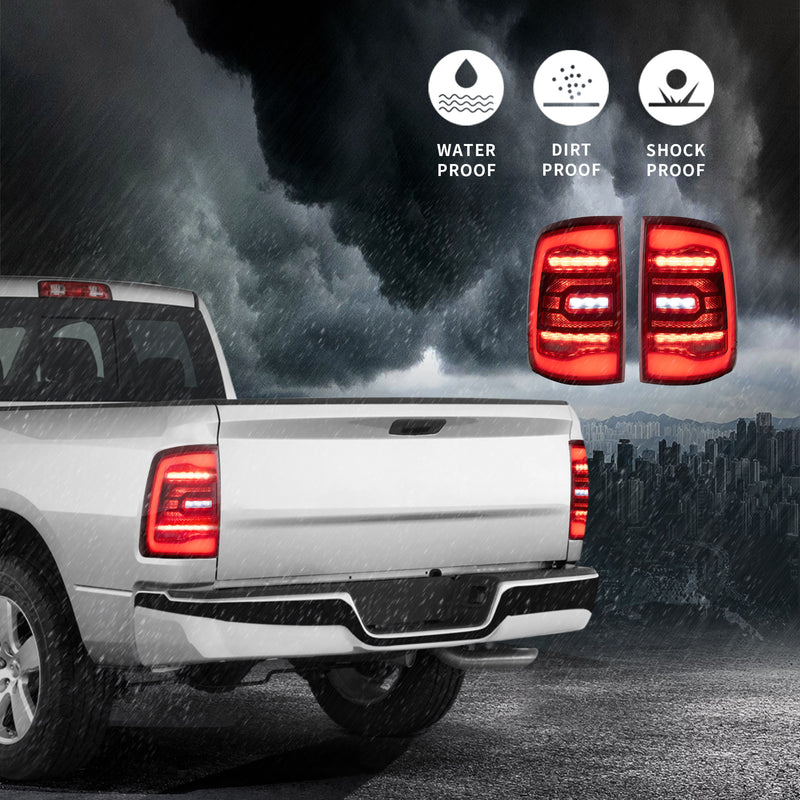 VLAND Full LED Tail Lights For Dodge Ram 1500 2009-2018 Tail Lamps (Red Turn Signals) VLAND Factory