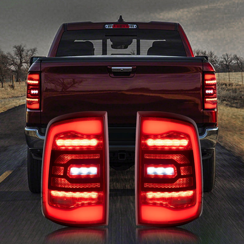 VLAND Full LED Tail Lights For Dodge Ram 1500 2009-2018 Tail Lamps (Red Turn Signals) VLAND Factory