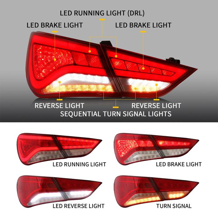 VLAND Full LED Tail Lights For Hyundai Sonata 6th Gen Sedan 2011-2014 VLAND Factory