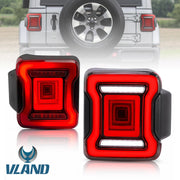 VLAND Full LED Tail Lights For Jeep Wrangler 2018-UP with Dynamic Animation and Dual Reverse Lights VLAND Factory