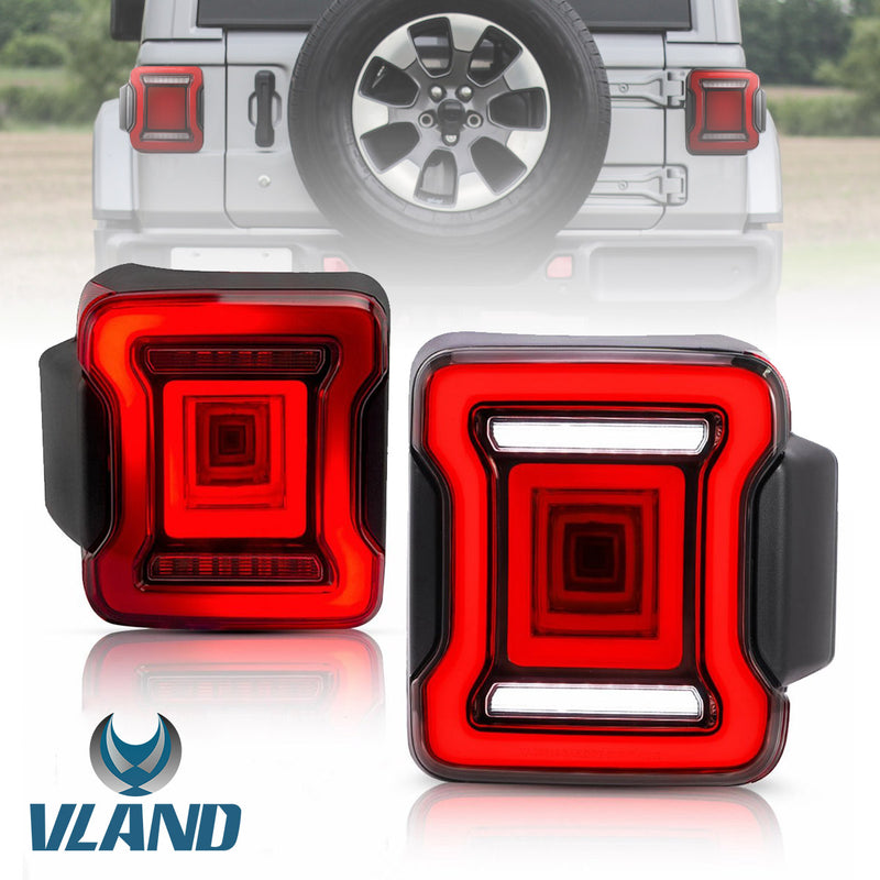 VLAND Full LED Tail Lights For Jeep Wrangler 2018-UP with Dynamic Animation and Dual Reverse Lights VLAND Factory
