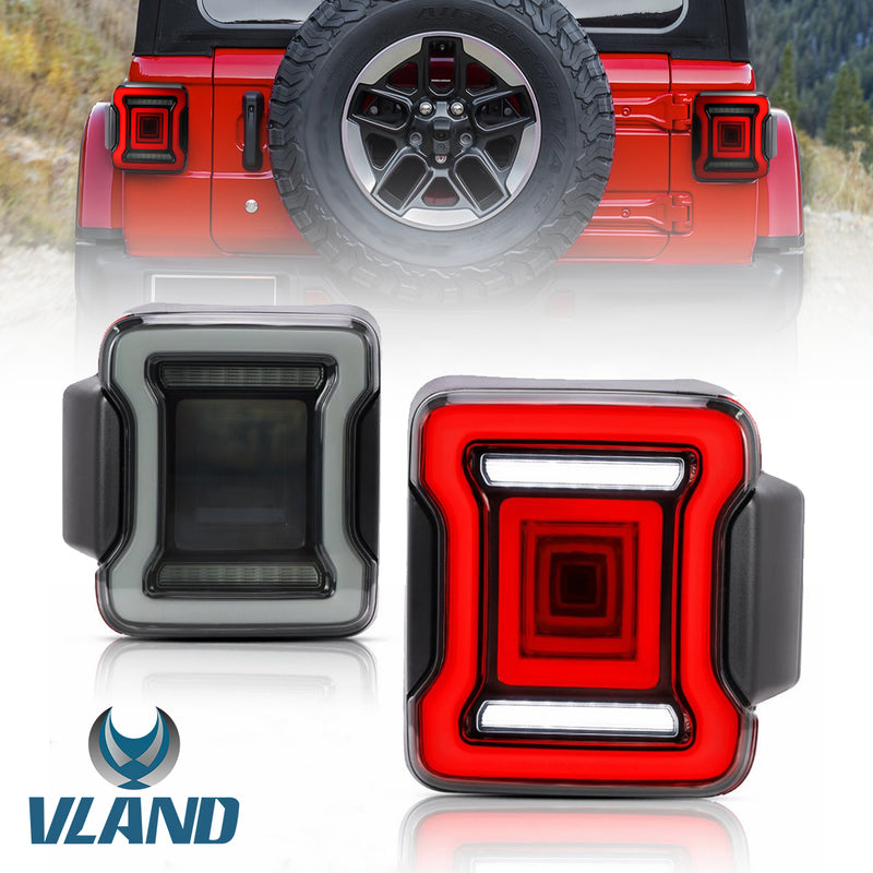 VLAND Full LED Tail Lights For Jeep Wrangler 2018-UP with Dynamic Animation and Dual Reverse Lights VLAND Factory