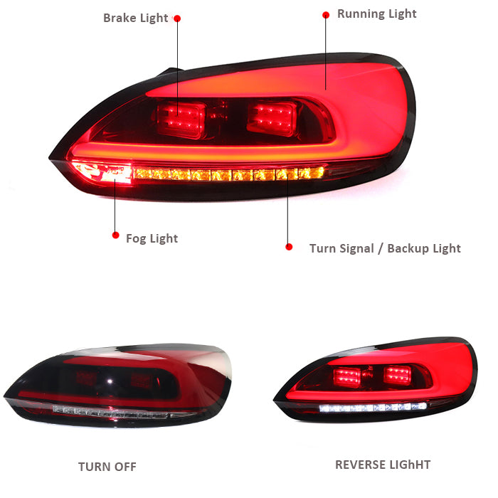 VLAND Full LED Tail Lights For Volkswagen VW Scirocco 2009-2014 VLAND Factory