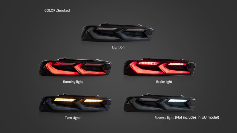 VLAND Full LED Tail Lights Smoked for Chevy Camaro 2016-2018 EU model VLAND Factory