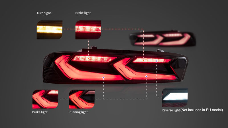 VLAND Full LED Tail Lights Smoked for Chevy Camaro 2016-2018 EU model VLAND Factory