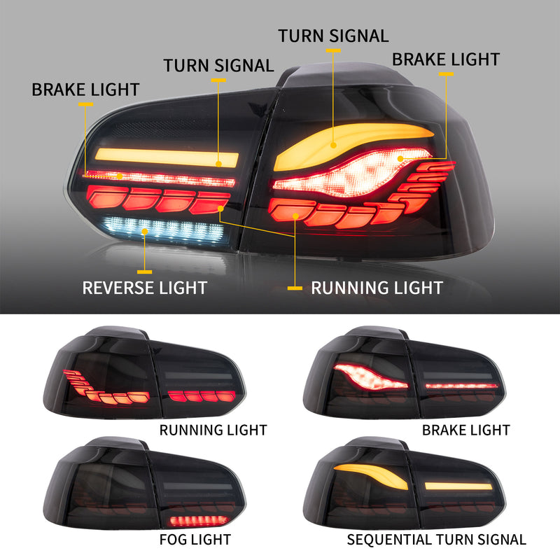 VLAND Full OLED Tail Lights For Volkswagen VW Golf6 MK6 2008-2014 VLAND Factory