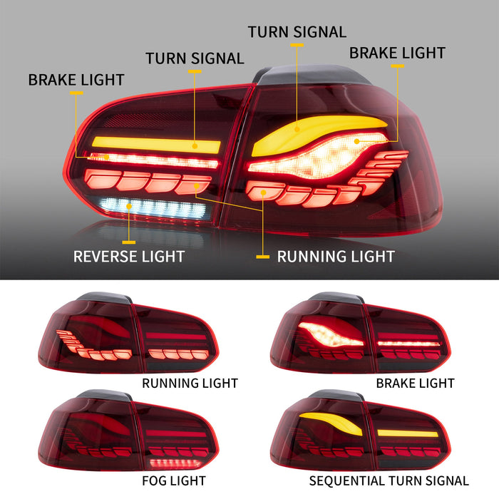 VLAND Full OLED Tail Lights For Volkswagen VW Golf6 MK6 2010-2014 (Only ONE Side) VLAND Factory