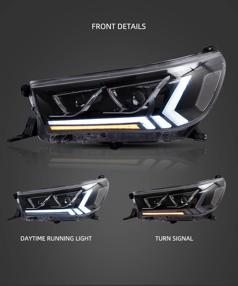 VLAND Headlights For Toyota Hilux / Revo 2015-UP 8th Gen (Eighth generation. AN110, AN120, AN130) w/Dynamic Courtesy Lighting VLAND Factory