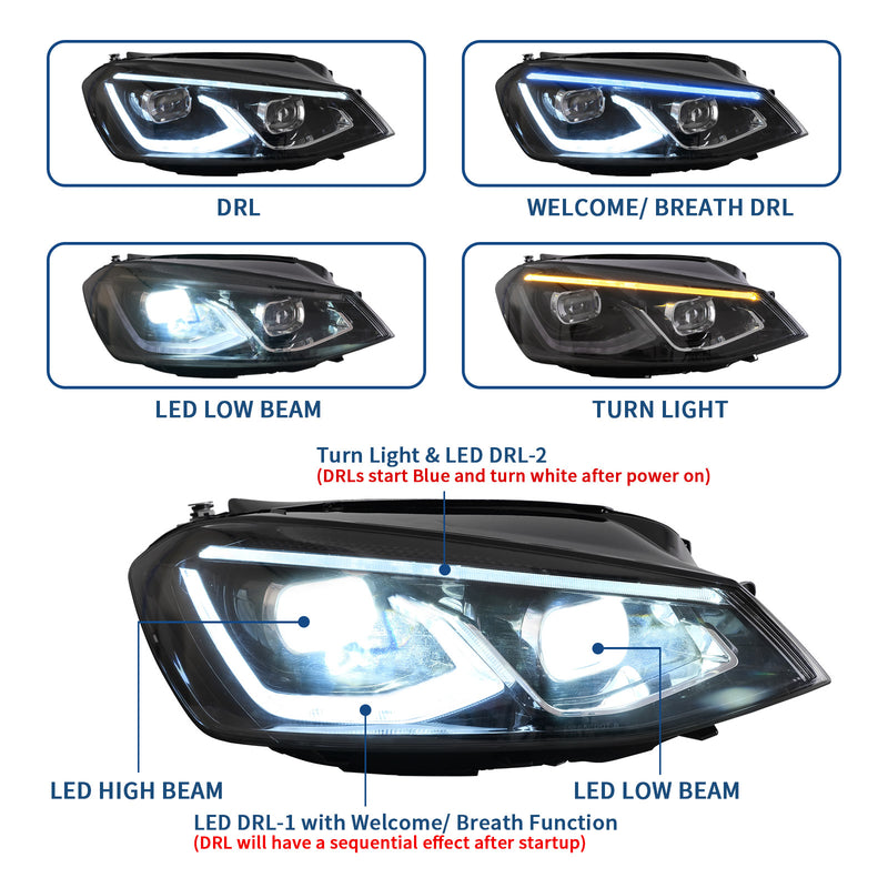 VLAND LED Headlights For Volkswagen Golf 7/ MK7 2014-2017 VLAND Factory