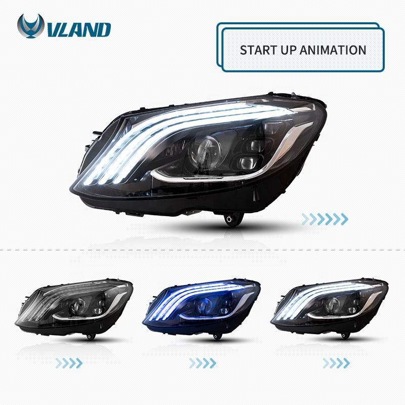 VLAND LED Headlights with blue For Mercedes Benz C-Class W205 2015-2020 VLAND Factory
