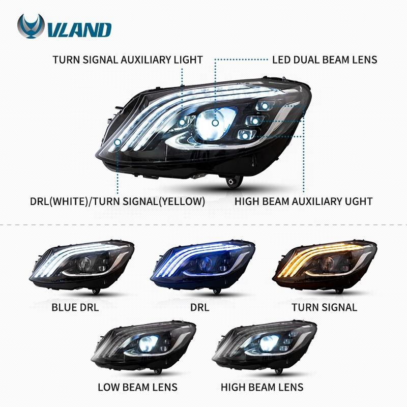 VLAND LED Headlights with blue For Mercedes Benz C-Class W205 2015-2020 VLAND Factory