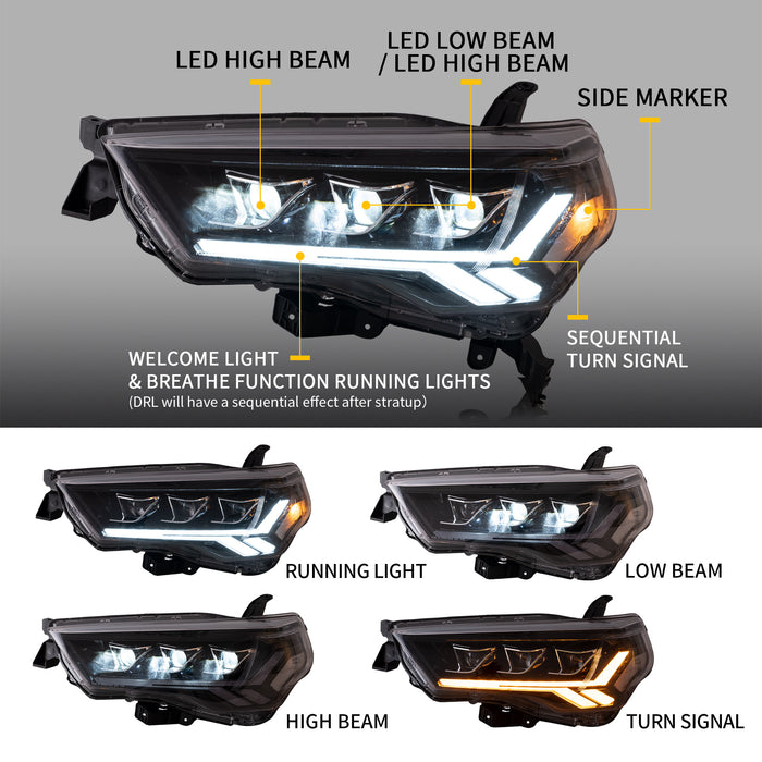 VLAND LED Projector Headlights For Toyota 4Runner 2014-2023 5th Gen VLAND Factory
