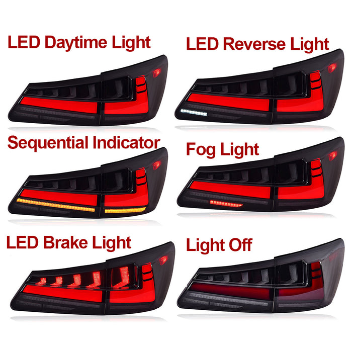 VLAND LED RGB Tail Lights For Lexus IS250 IS350 2006-2012 IS200d IS F 2008-2014 w/Start-up Animation VLAND Factory