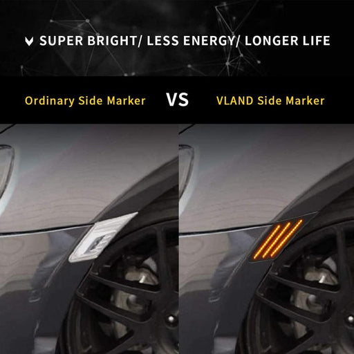 VLAND LED Side Marker Lights Compatible with 2013-2019 BRZ FR-S GT86 (NOT Turn Signal) with All-time Sequential VLAND Factory