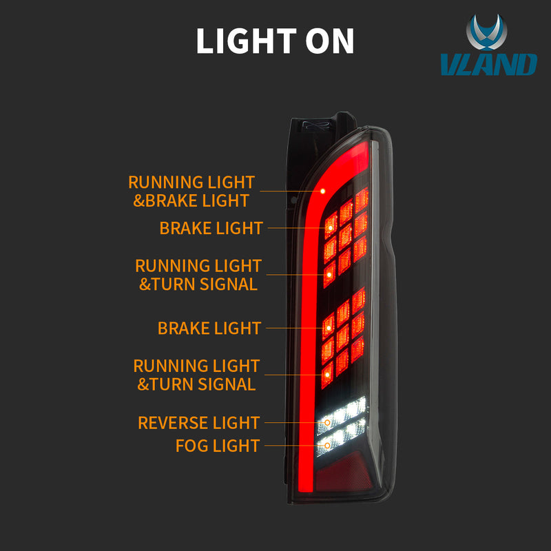 VLAND LED Tail Lights For Toyota Hiace 2005-2018 VLAND Factory
