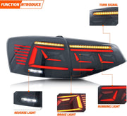 VLAND LED Tail Lights For Volkswagen Jetta 2015-2018 Rear Lamps Assembly w/Start-up Animation Sequential Indicator VLAND Factory