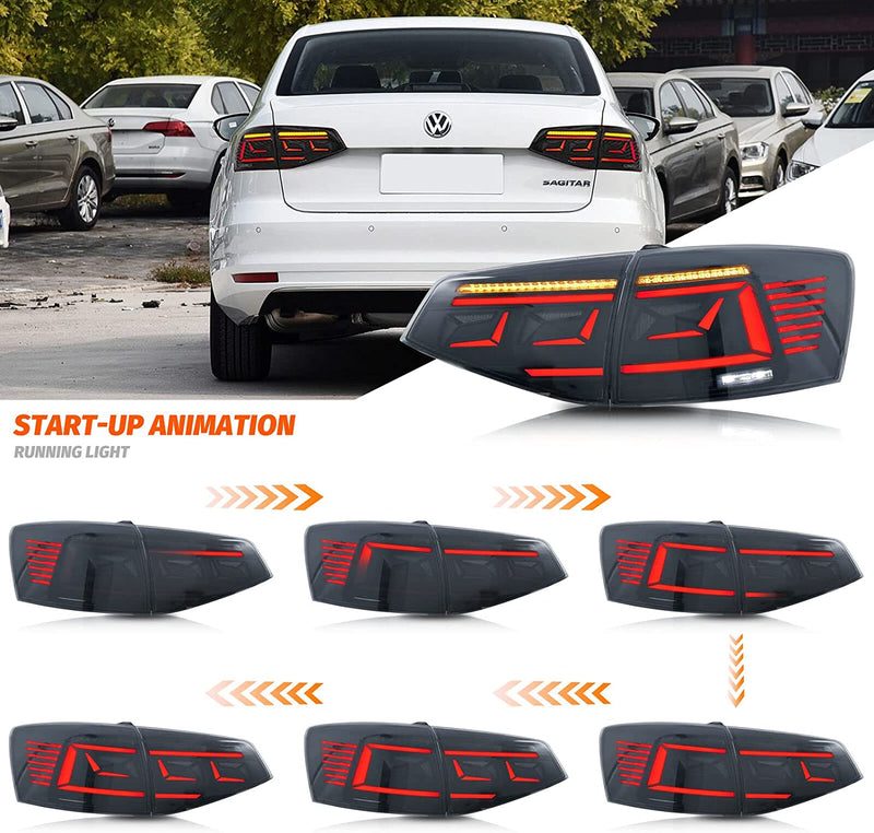 VLAND LED Tail Lights For Volkswagen Jetta 2015-2018 Rear Lamps Assembly w/Start-up Animation Sequential Indicator VLAND Factory