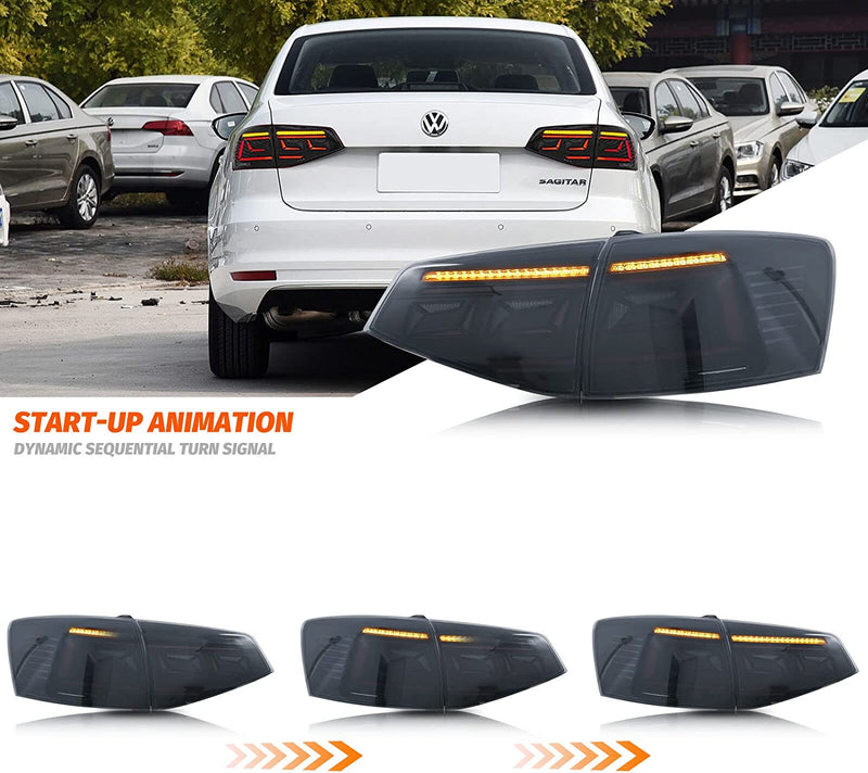 VLAND LED Tail Lights For Volkswagen Jetta 2015-2018 Rear Lamps Assembly w/Start-up Animation Sequential Indicator VLAND Factory