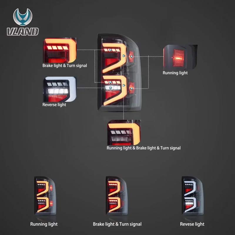 VLAND LED Tail Lights I for Chevrolet Silverado 2007-2013 1500/2500/3500 2nd Gen (Second generation) VLAND Factory