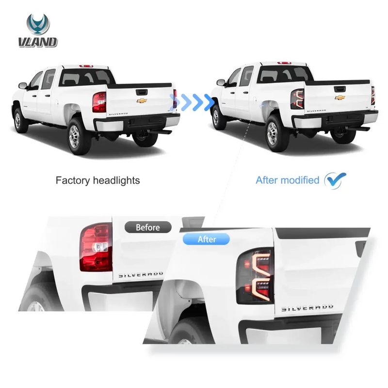 VLAND LED Tail Lights I for Chevrolet Silverado 2007-2013 1500/2500/3500 2nd Gen (Second generation) VLAND Factory