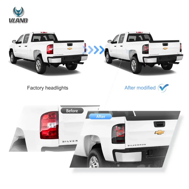VLAND LED Tail Lights II for Chevrolet Silverado 2007-2013 1500/2500/3500 2nd Gen (Second generation) VLAND Factory