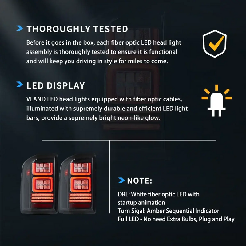 VLAND LED Tail Lights II for Chevrolet Silverado 2007-2013 1500/2500/3500 2nd Gen (Second generation) VLAND Factory