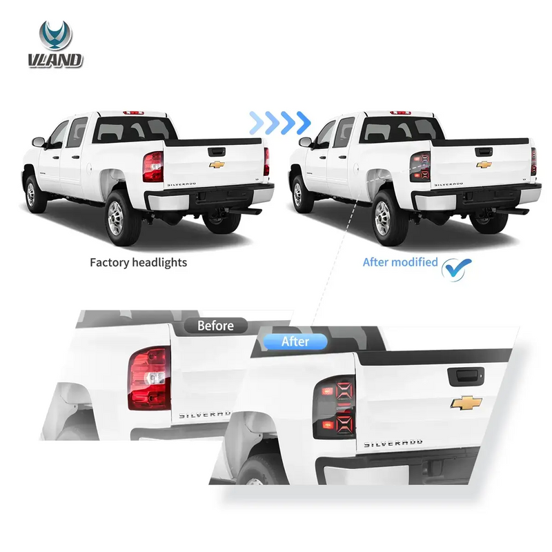 VLAND LED Tail Lights III for Chevrolet Silverado 2007-2013 1500/2500/3500 2nd Gen (Second generation) VLAND Factory