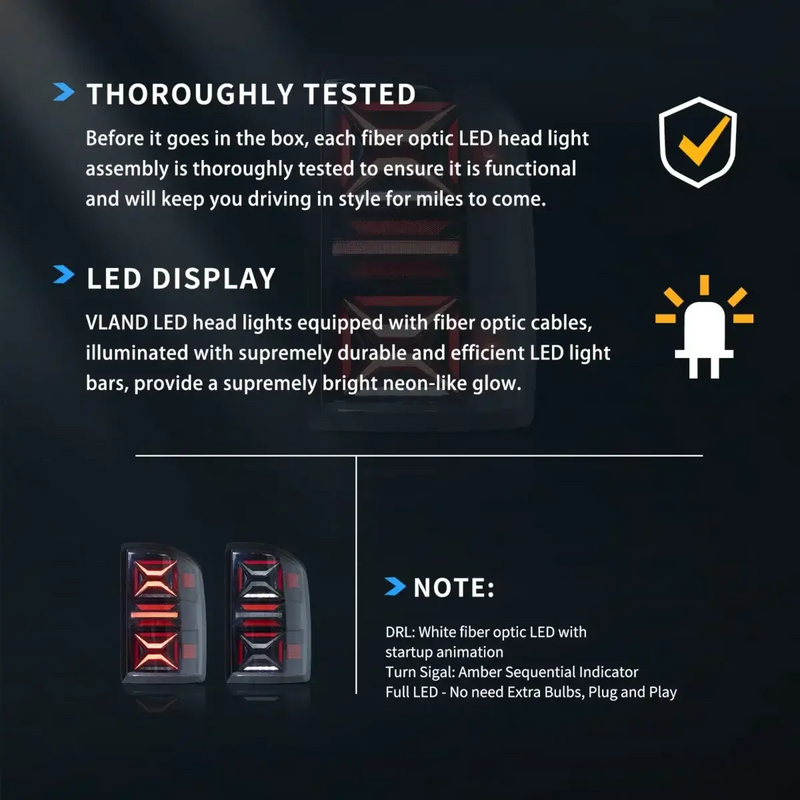 VLAND LED Tail Lights III for Chevrolet Silverado 2007-2013 1500/2500/3500 2nd Gen (Second generation) VLAND Factory