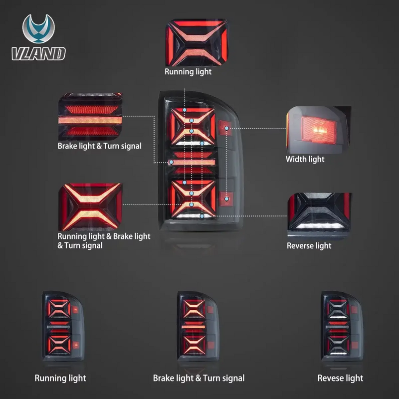 VLAND LED Tail Lights III for Chevrolet Silverado 2007-2013 1500/2500/3500 2nd Gen (Second generation) VLAND Factory