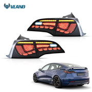VLAND LED Tail Lights for Tesla Model 3 2007-2022 with Start Up Animation Sequential Amber Indicator (International Model) VLAND Factory