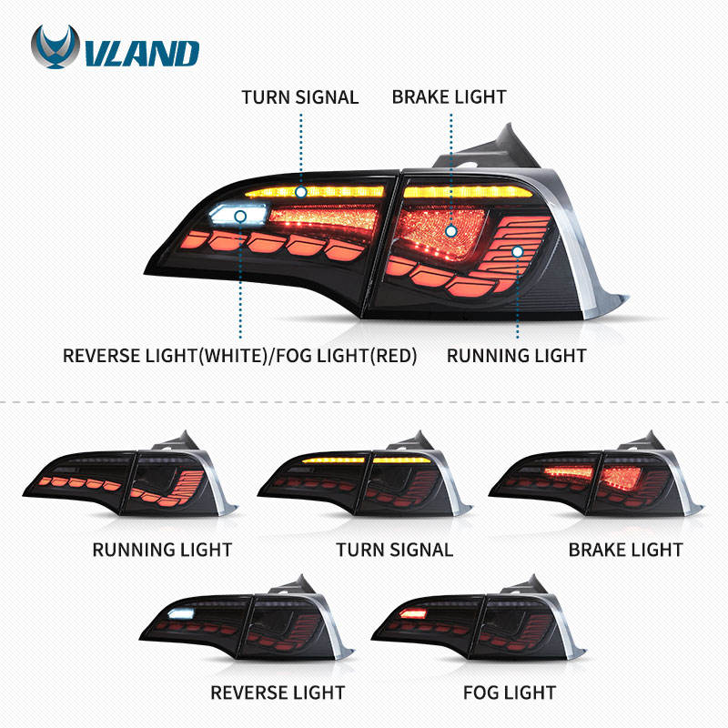 VLAND LED Tail Lights for Tesla Model 3 2007-2022 with Start Up Animation Sequential Amber Indicator (International Model) VLAND Factory