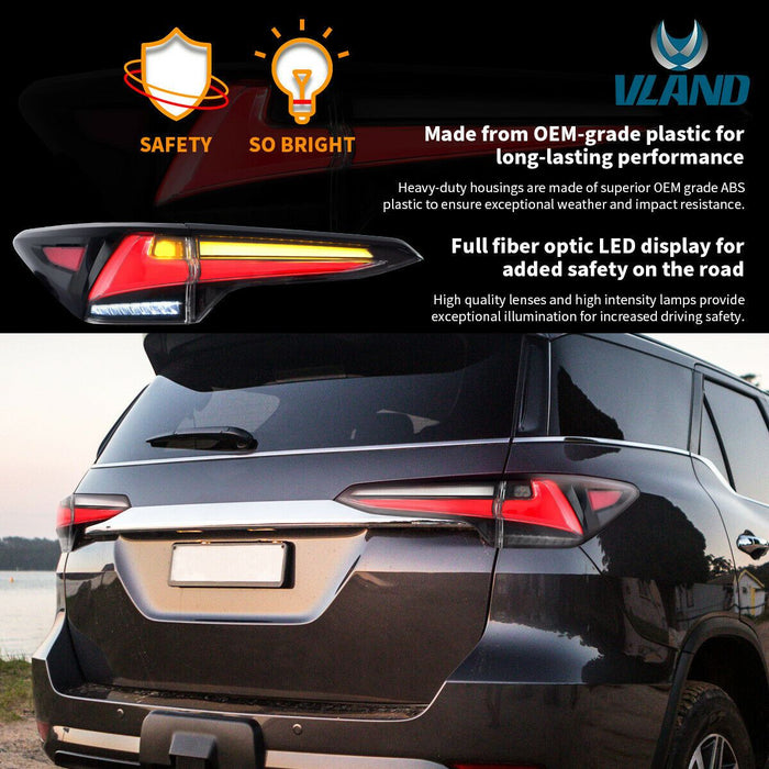 VLAND LED Taillights For Toyota Fortuner 2017-2019 w/Sequential Indicator VLAND Factory